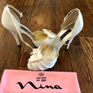 Nina Electra Ivory Wedding/Bridal Peep-Toe Heels